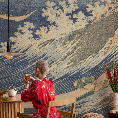Non-woven wall mural featuring sea waves