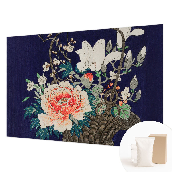 Non-woven photo wallpaper with a flower basket design