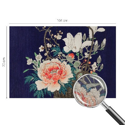 Non-woven photo wallpaper with a flower basket design