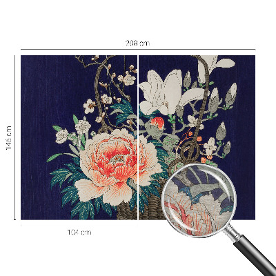 Non-woven photo wallpaper with a flower basket design
