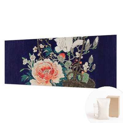 Non-woven photo wallpaper with a flower basket design