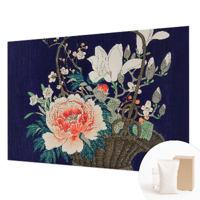 Non-woven photo wallpaper with a flower basket design