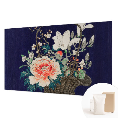 Non-woven photo wallpaper with a flower basket design