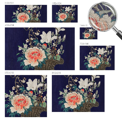 Non-woven photo wallpaper with a flower basket design