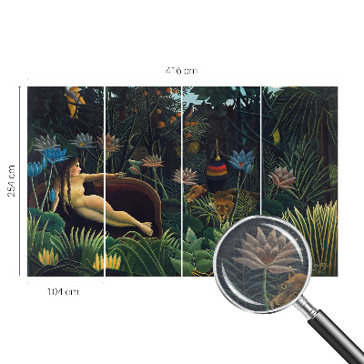 Wall mural with an exotic jungle motif