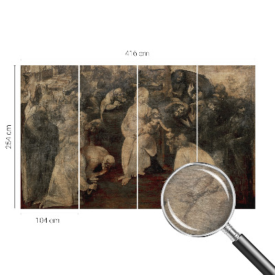 Wallpaper mural with a spiritual meeting design