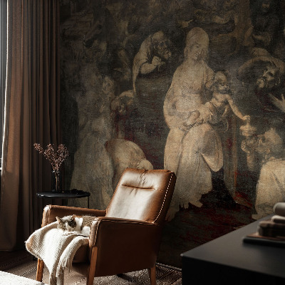 Wallpaper mural with a spiritual meeting design