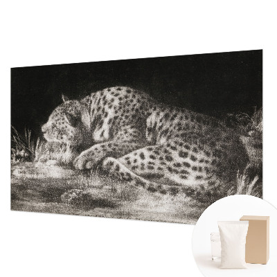 Photo wall mural featuring a resting leopard