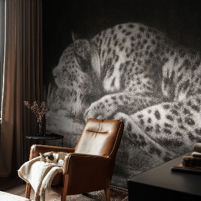 Photo wall mural featuring a resting leopard