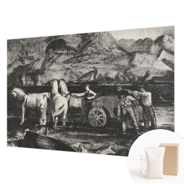 Wall mural for living room with a village scene