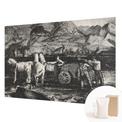Wall mural for living room with a village scene