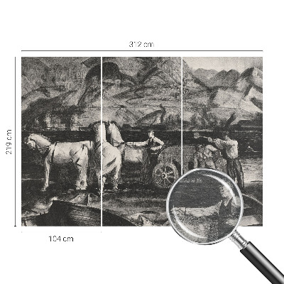 Wall mural for living room with a village scene