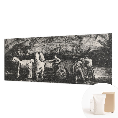 Wall mural for living room with a village scene