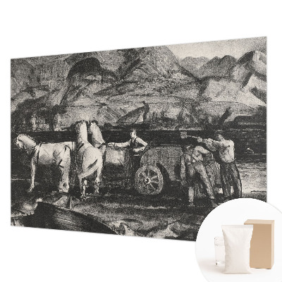 Wall mural for living room with a village scene