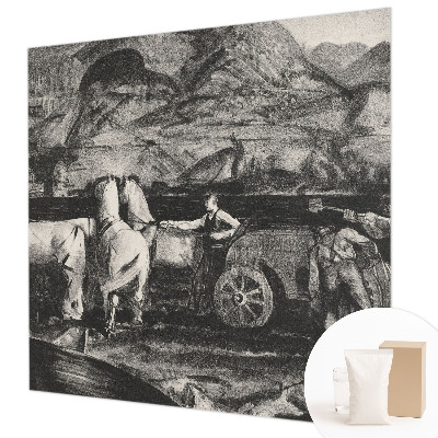Wall mural for living room with a village scene