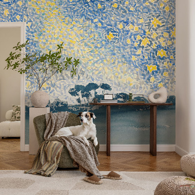 Wallpaper mural for living room with an abstract star design