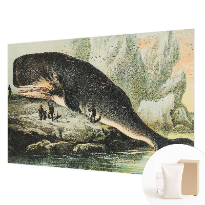 Bedroom wall mural wallpaper featuring an oversized sea creature design