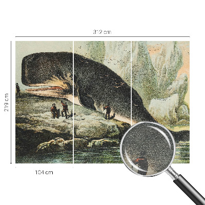 Bedroom wall mural wallpaper featuring an oversized sea creature design