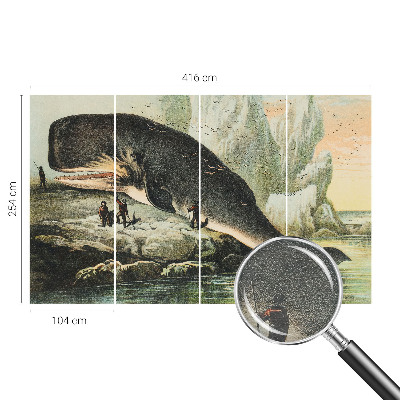 Bedroom wall mural wallpaper featuring an oversized sea creature design