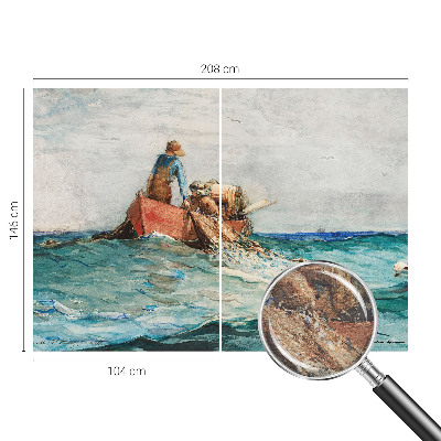 Large wallpaper mural with a sea expedition design