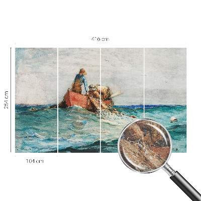Large wallpaper mural with a sea expedition design