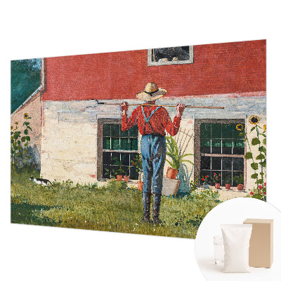 Large wall mural wallpaper featuring a village scene