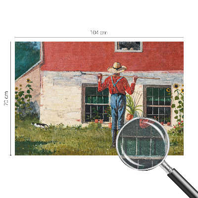 Large wall mural wallpaper featuring a village scene