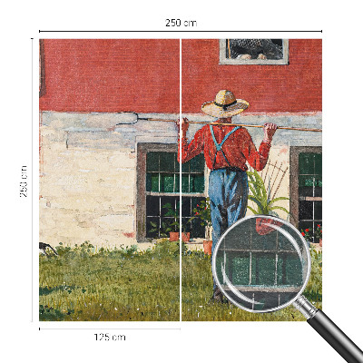 Large wall mural wallpaper featuring a village scene