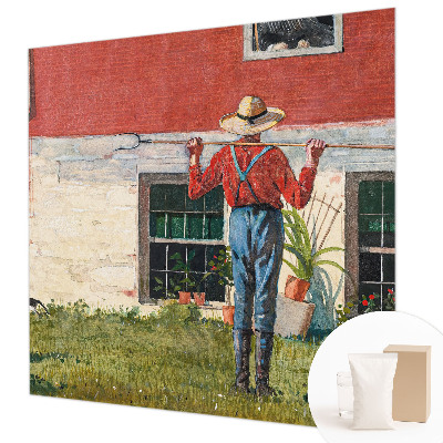 Large wall mural wallpaper featuring a village scene