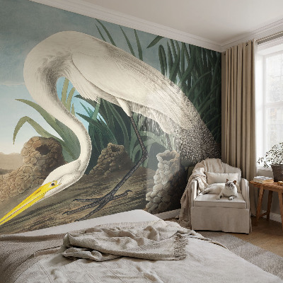 Modern wall mural featuring a majestic heron