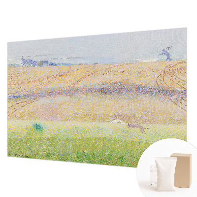 Modern wall mural for living room with a summer field motif