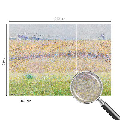 Modern wall mural for living room with a summer field motif