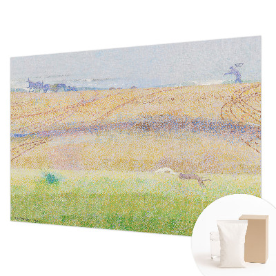 Modern wall mural for living room with a summer field motif
