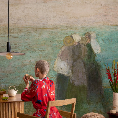 High quality photo wallpaper with a seaside reflection motif