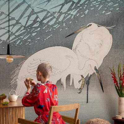 High quality wall mural wallpaper with a delicate birds motif