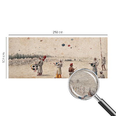 Decorative wall mural for living room with a motif of soaring kites