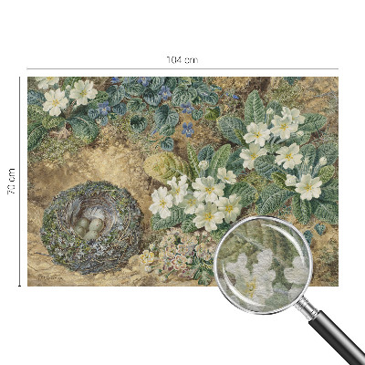Non-woven wall mural with a spring composition
