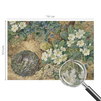 Non-woven wall mural with a spring composition