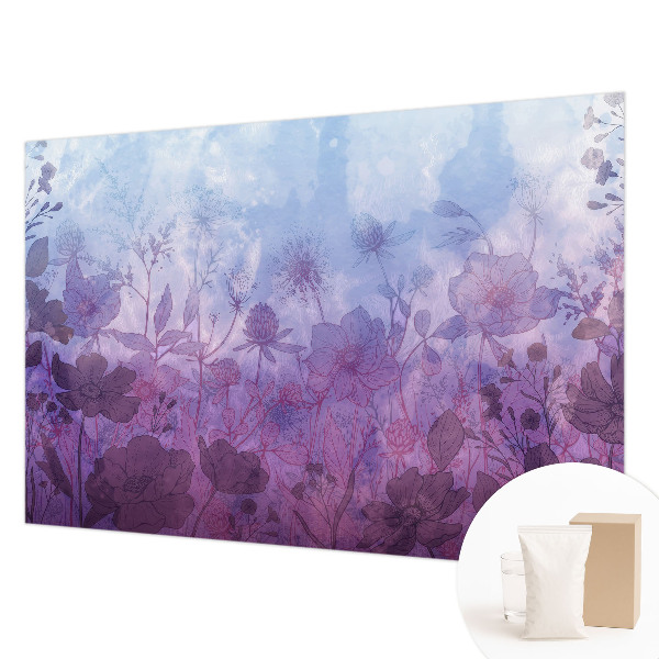 Non-woven photo wallpaper with a pastel floral pattern