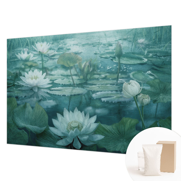 Wall mural with a water flowers design