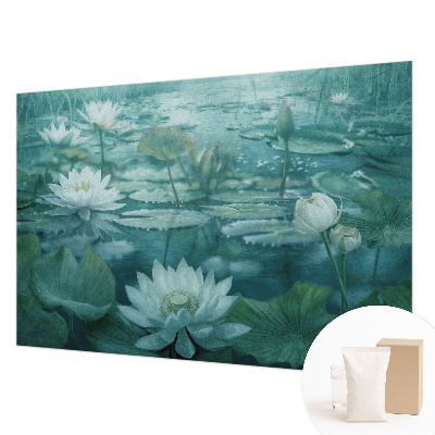 Wall mural with a water flowers design