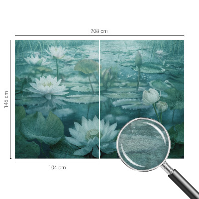 Wall mural with a water flowers design