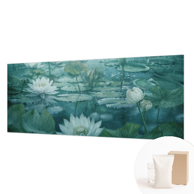 Wall mural with a water flowers design