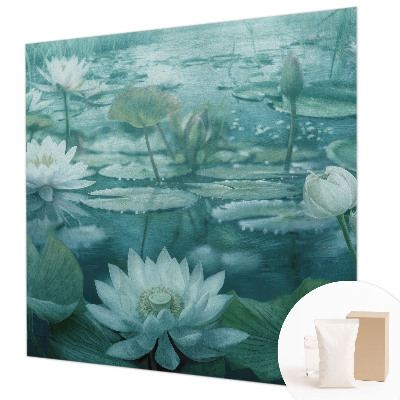 Wall mural with a water flowers design
