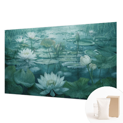 Wall mural with a water flowers design