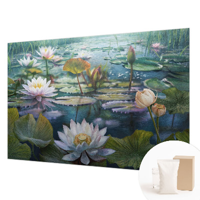 Photo wallpaper with a pond flowers motif