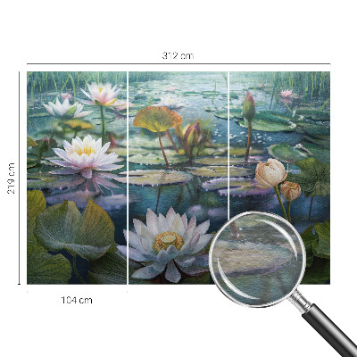 Photo wallpaper with a pond flowers motif