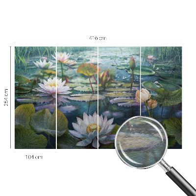 Photo wallpaper with a pond flowers motif