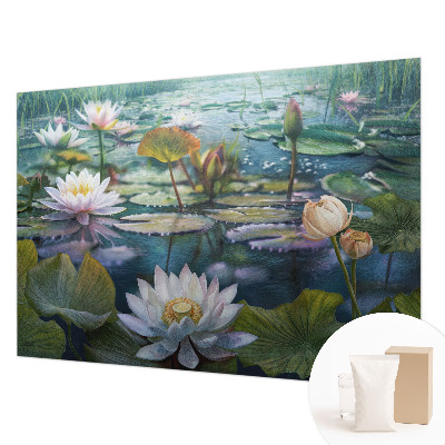 Photo wallpaper with a pond flowers motif