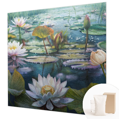 Photo wallpaper with a pond flowers motif